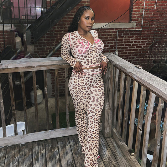 Y2K Leopard Zip-Up Hoodie + Pants 2-Piece Set – Pre-Order Boutique Drop