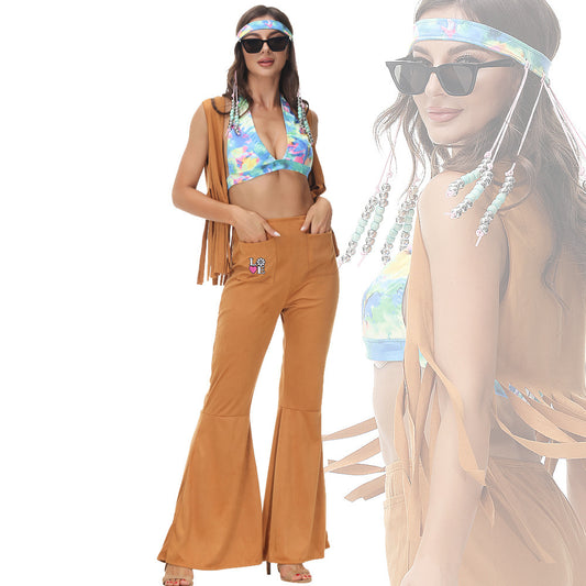 70s Disco Diva Halloween Costume – Retro Jumpsuit Role Play Outfit
