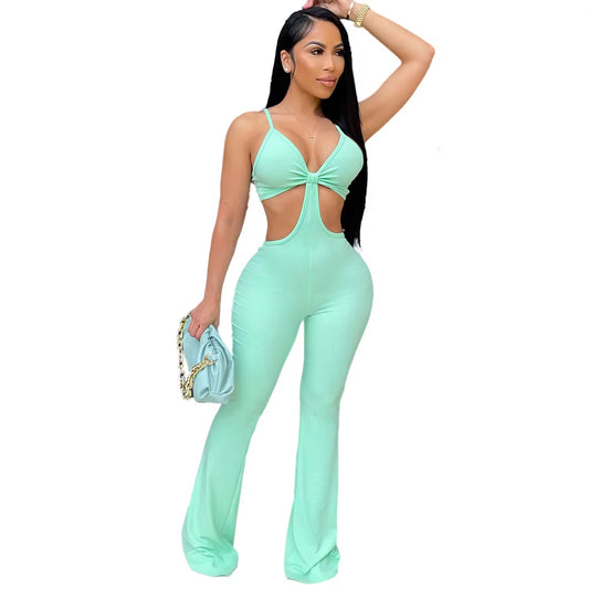 Ribbed Cut Out Bodycon Jumpsuit – Sleek Sleeveless One-Piece